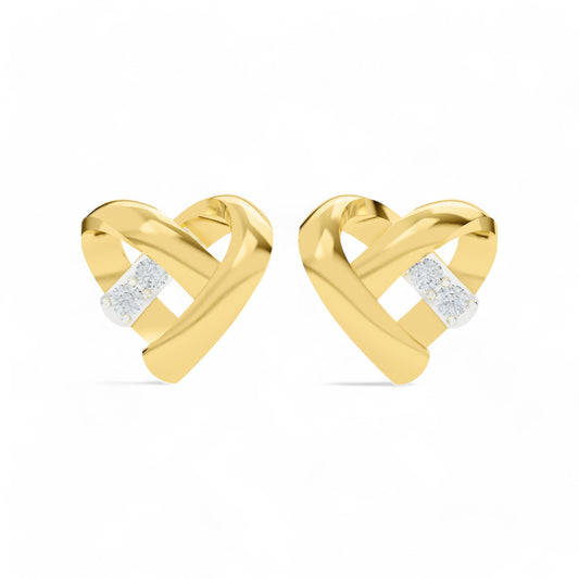 Sweetheart Stud Earrings | Gold Diamond Earrings | Lab Grown Diamond Earrings  Earring 18k-Yellow-Gold