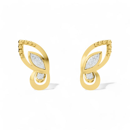 Whispering Wings Studs Earrings | Gold Diamond Earrings | Lab Grown Diamond Earrings  Earring 18k-Yellow-Gold