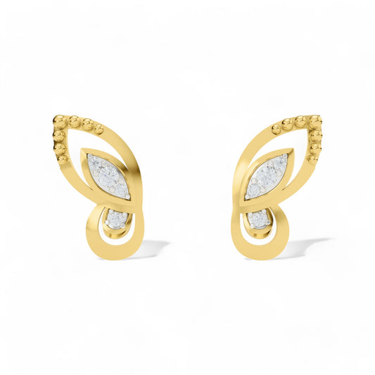 Whispering Wings Studs Earrings | Gold Diamond Earrings | Lab Grown Diamond Earrings  Earring 18k-Yellow-Gold