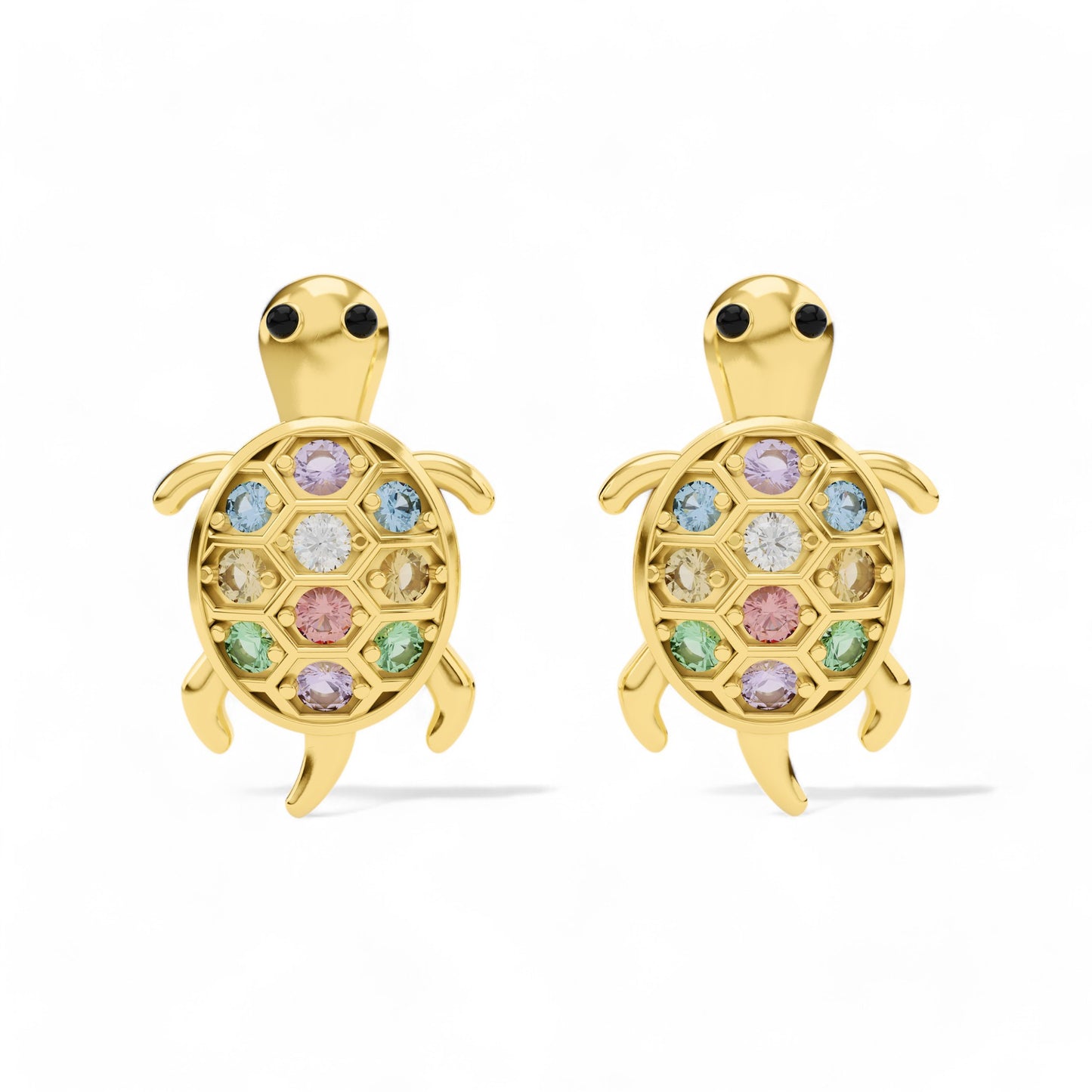 Gem Encrusted Tortoise Charm Earrings | 925 Silver Earring 18k Gold Plated | Gold Vermeil Jewellery | Party Wear Earring  Earring Gold-Vermeil
