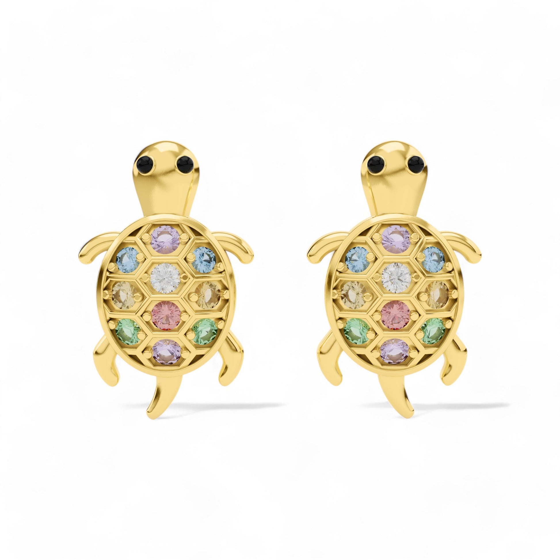 Gem Encrusted Tortoise Charm Earrings | 925 Silver Earring 18k Gold Plated | Gold Vermeil Jewellery | Party Wear Earring  Earring Gold-Vermeil