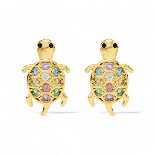 Gem Encrusted Tortoise Charm Earrings | 925 Silver Earring 18k Gold Plated | Gold Vermeil Jewellery | Party Wear Earring  Earring Gold-Vermeil