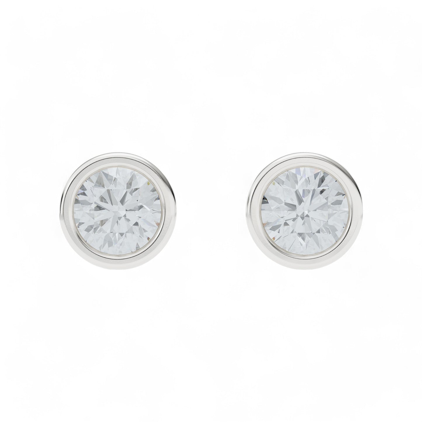 Classic Bezel-Set Round Stud Earrings | Gold Diamond Earrings | Lab Grown Diamond Earrings  Earring