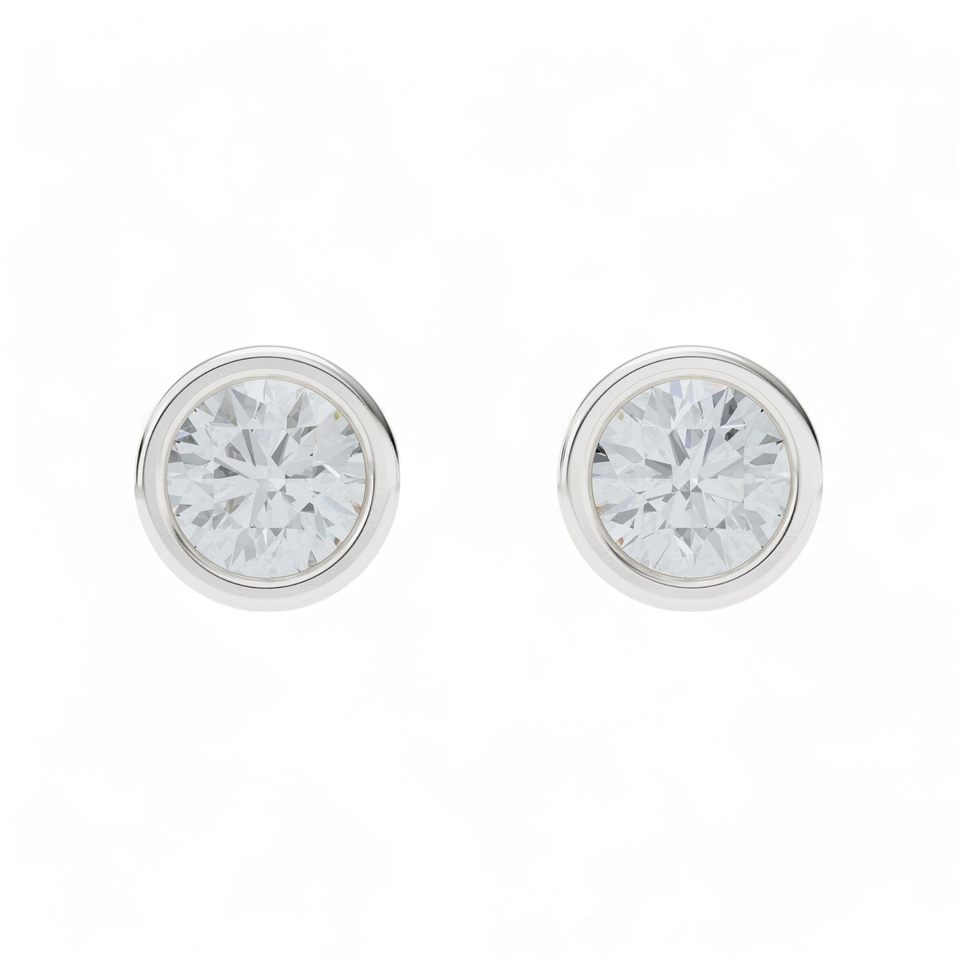 Classic Bezel-Set Round Stud Earrings | Gold Diamond Earrings | Lab Grown Diamond Earrings  Earring