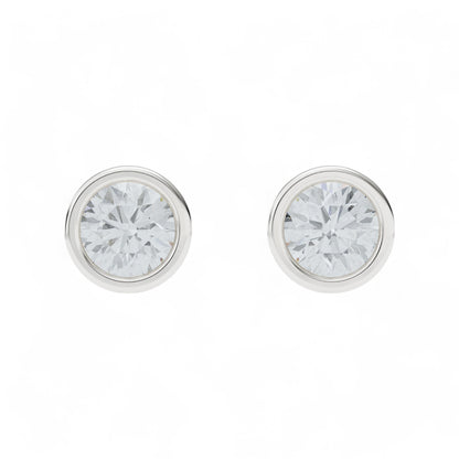 Classic Bezel-Set Round Stud Earrings | Gold Diamond Earrings | Lab Grown Diamond Earrings  Earring