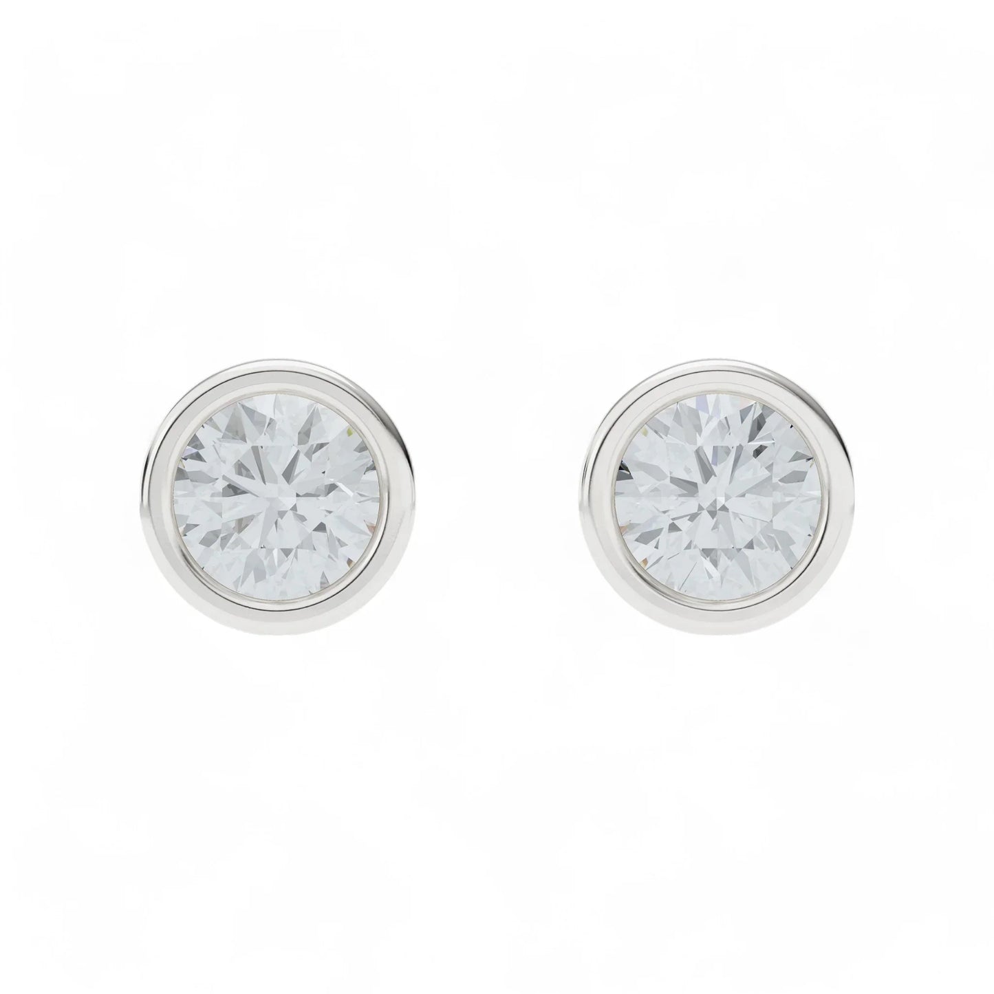 Classic Bezel-Set Round Stud Earrings | 925 Silver 18k Gold Plated Jewellery