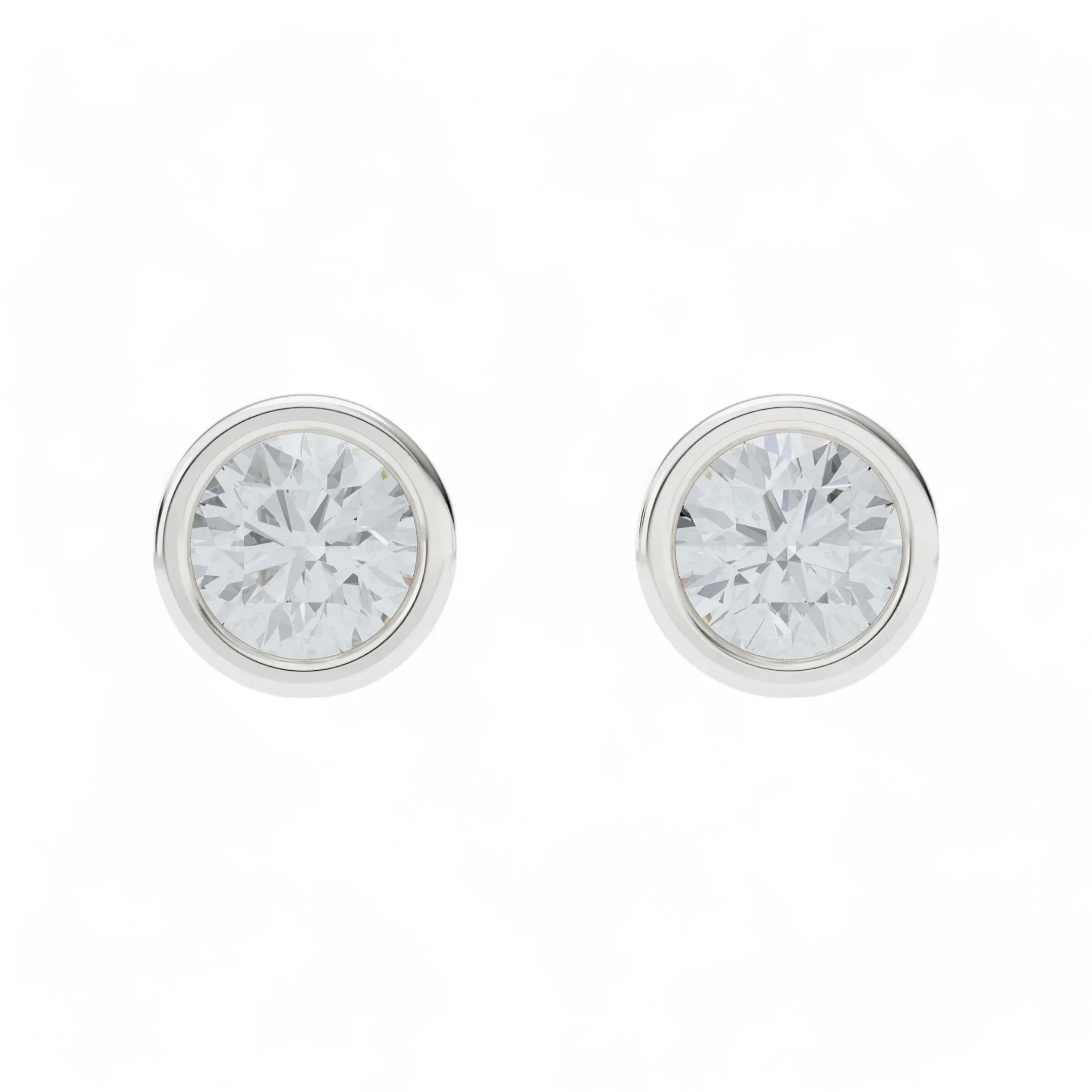 Classic Bezel-Set Round Stud Earrings | 925 Silver 18k Gold Plated Jewellery