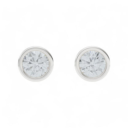 Classic Bezel-Set Round Stud Earrings | 925 Silver 18k Gold Plated Jewellery