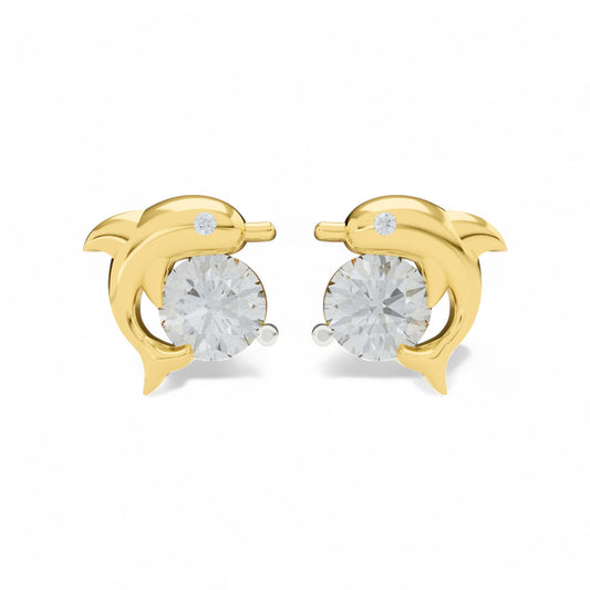 Leaping Dolphin Earrings | 925 Silver 18k Gold Plated Earring | Gold Vermeil Jewellery | Party Wear Earring  Earring Gold-Vermeil