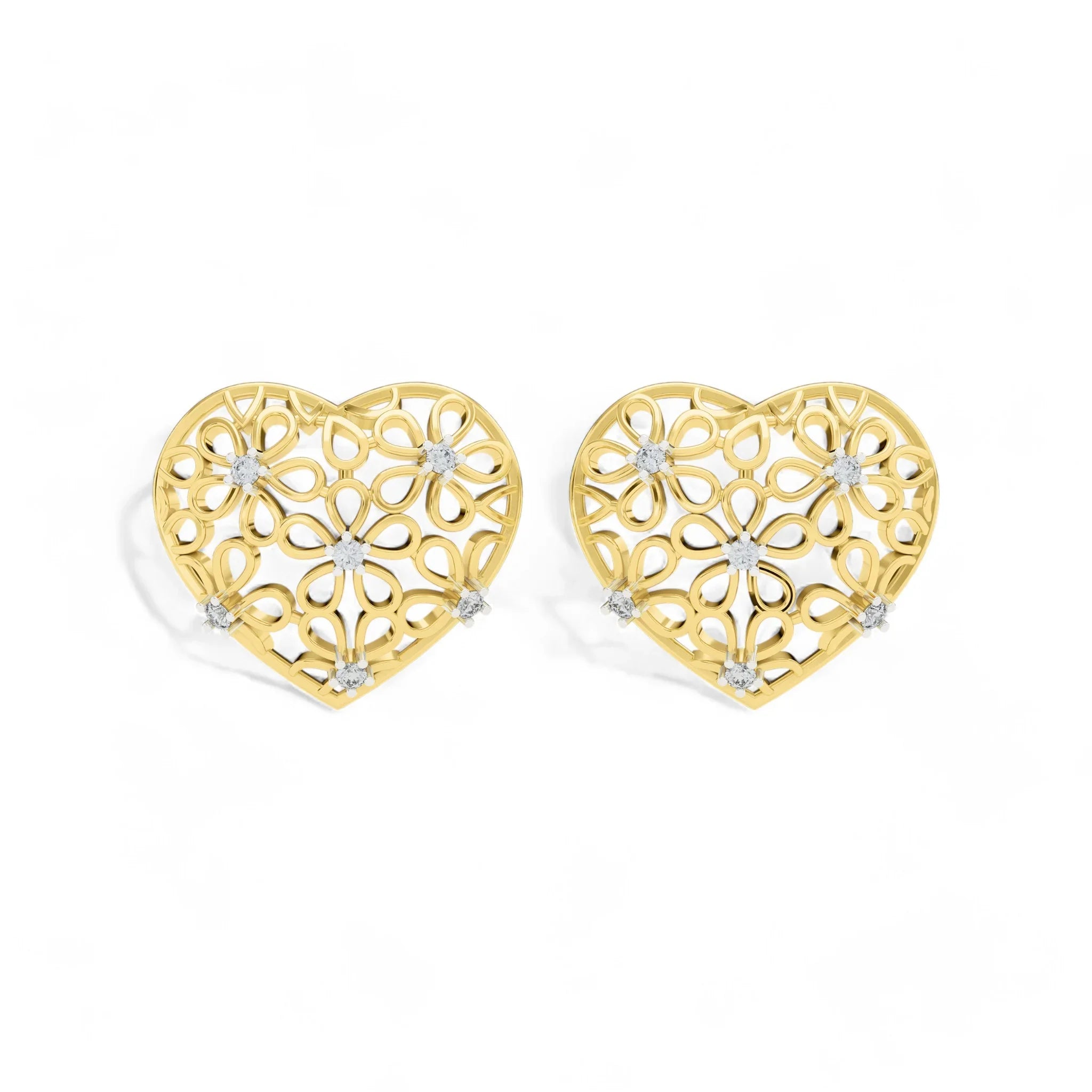 Floral Heart Charm Earrings | 925 Silver 18k Gold Plated Jewellery