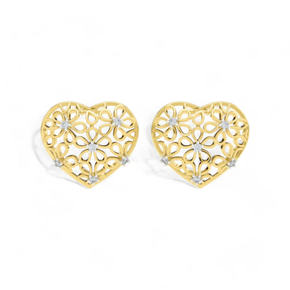 Floral Heart Charm Earrings | 925 Silver 18k Gold Plated Jewellery