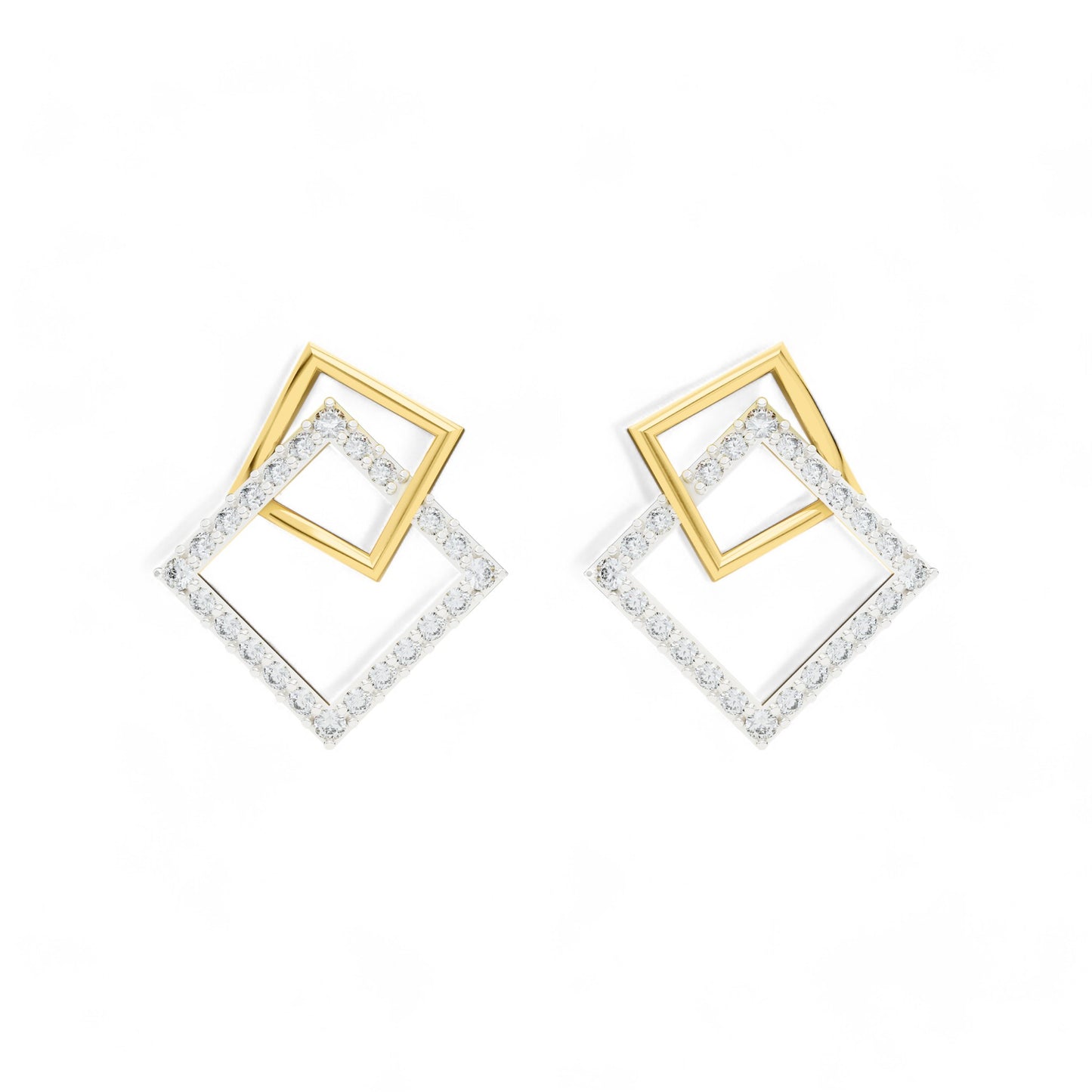 Edgy Elegance Studs | Gold Diamond Earrings | Lab Grown Diamond Earrings  Earring 18k-Yellow-Gold