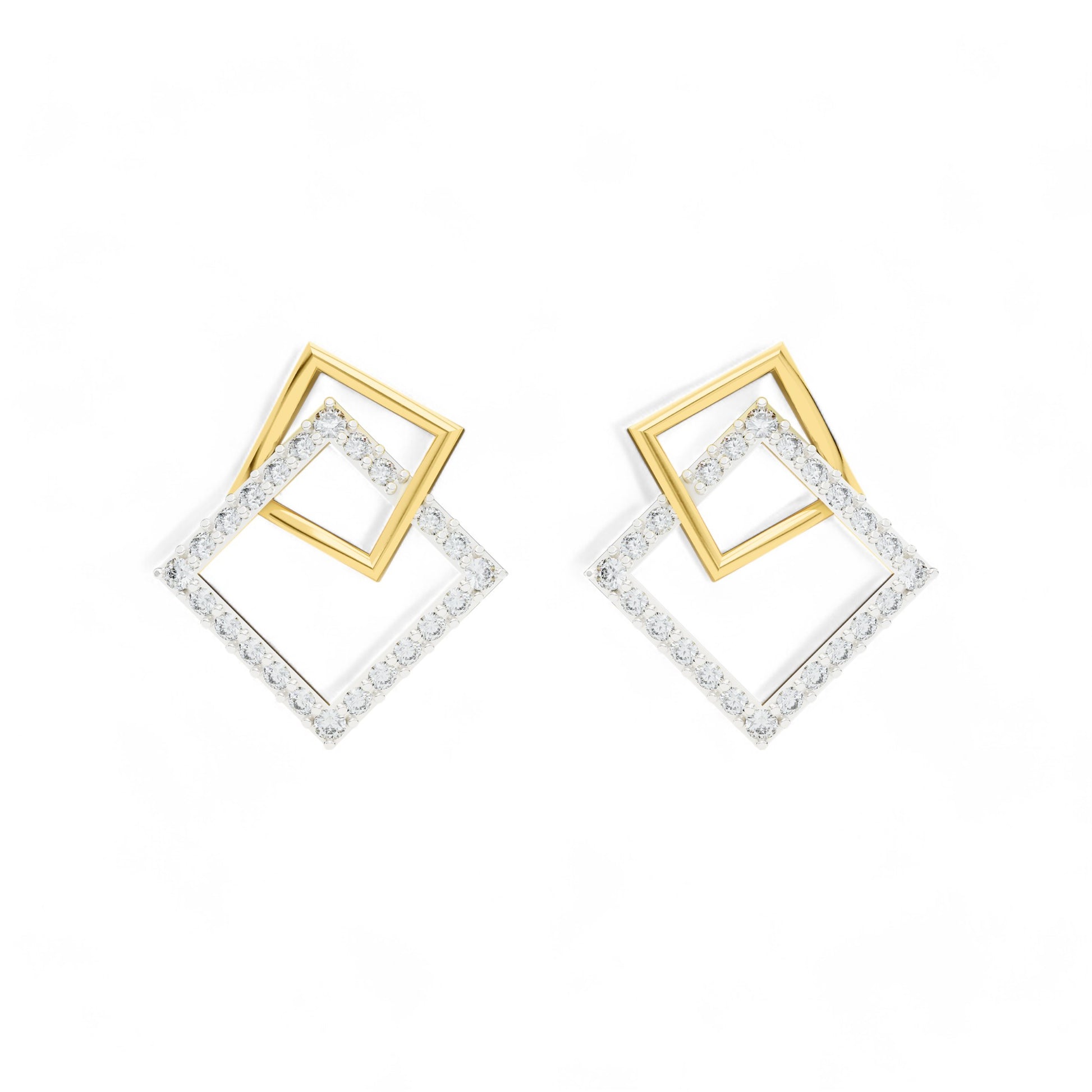 Edgy Elegance Studs | Gold Diamond Earrings | Lab Grown Diamond Earrings  Earring 18k-Yellow-Gold