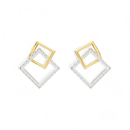 Edgy Elegance Studs | Gold Diamond Earrings | Lab Grown Diamond Earrings  Earring 18k-Yellow-Gold