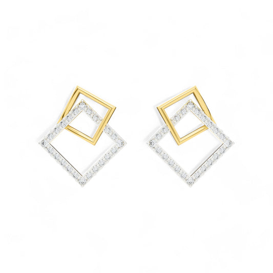 Edgy Elegance Studs | Gold Diamond Earrings | Lab Grown Diamond Earrings  Earring 18k-Yellow-Gold