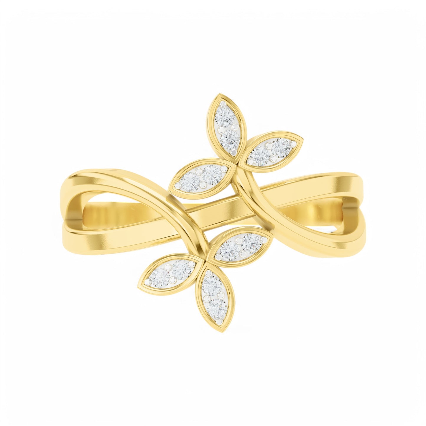 Flora Essence Band Ring | 925 Silver 18k Gold Plated Jewellery | Gold Vermeil Jewellery | Party Wear Ring