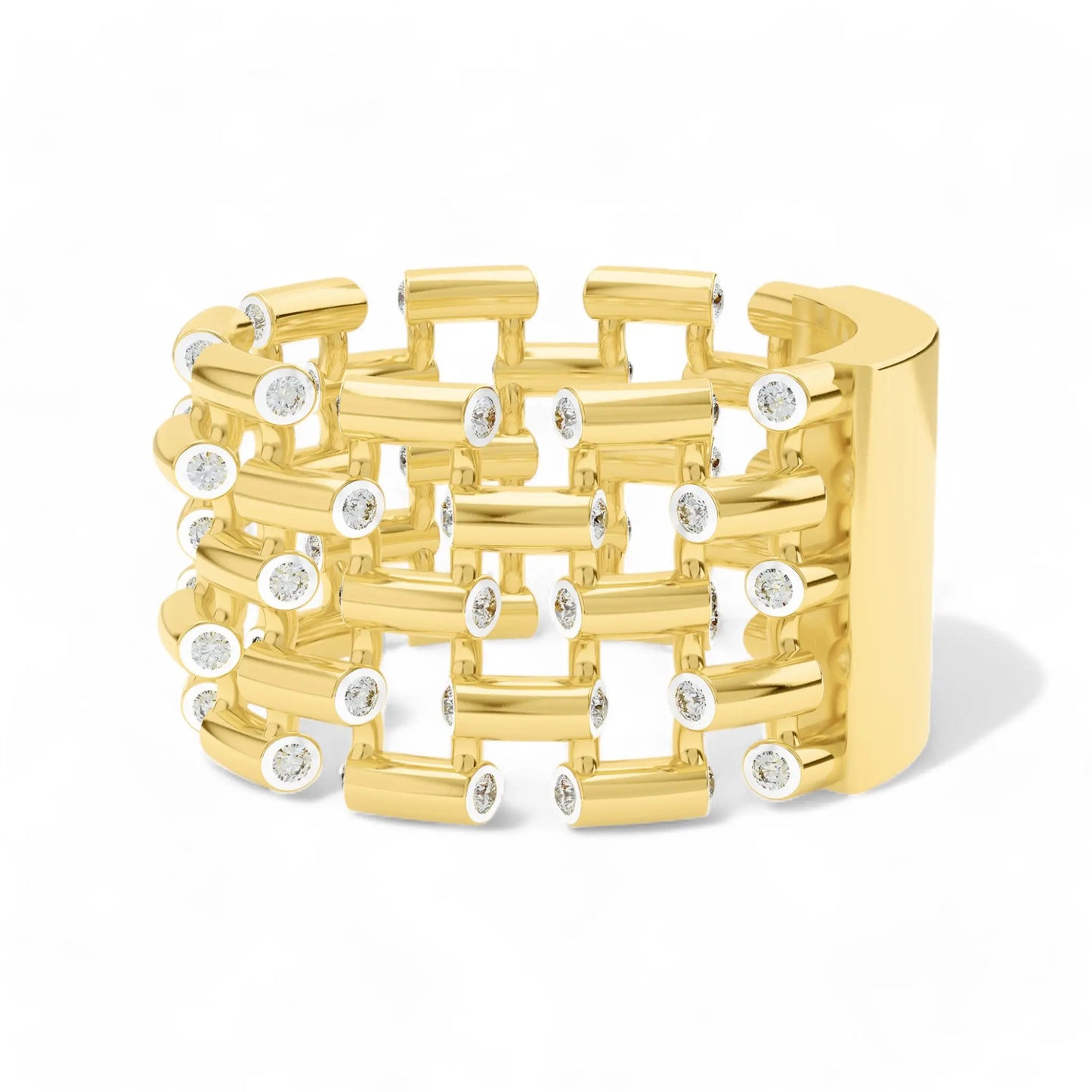 Bamboo Whisper Ring | 925 Silver Gold Plated Ring | Gold Vermeil Jewellery | Party Wear Ring  Ring