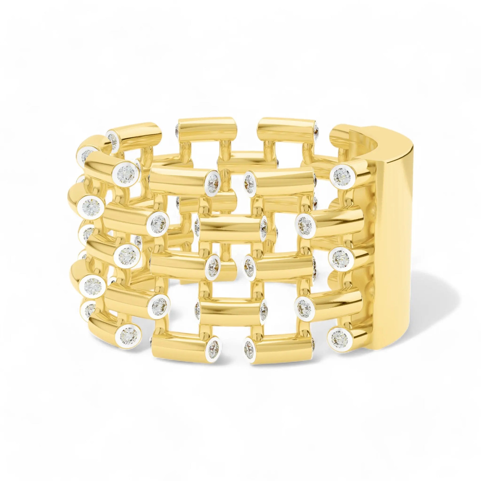Bamboo Whisper Ring | 925 Silver Gold Plated Ring | Gold Vermeil Jewellery | Party Wear Ring  Ring
