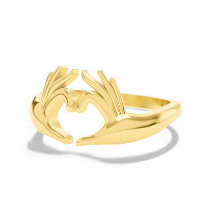 Hands of Love Band Ring | 925 Silver 18k Gold Plated Jewellery | Gold Vermeil | Party Wear Ring  Ring