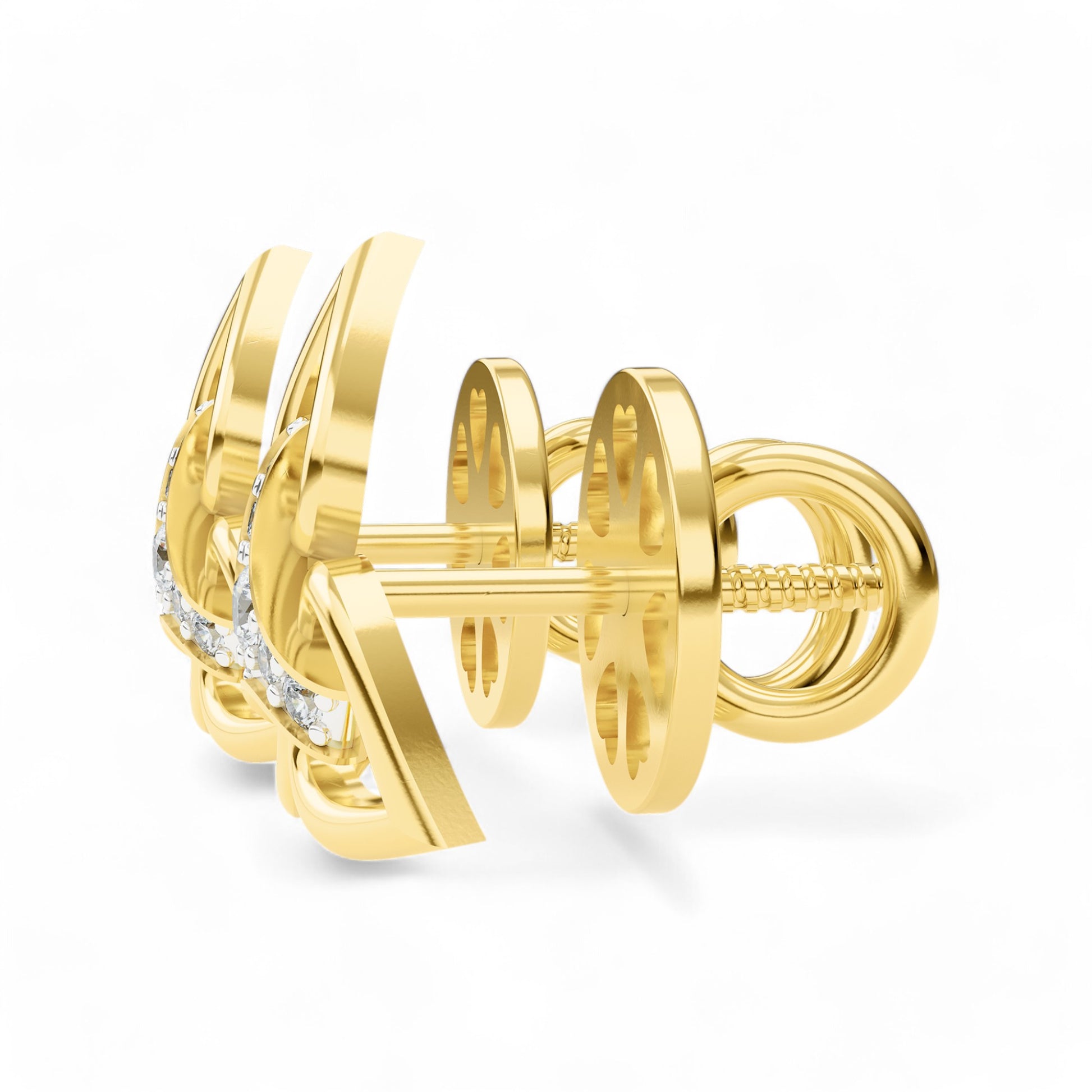 Trinity Heart Motif Gold Earrings | Gold Diamond Earrings | Lab Grown Diamond Earrings  Earring