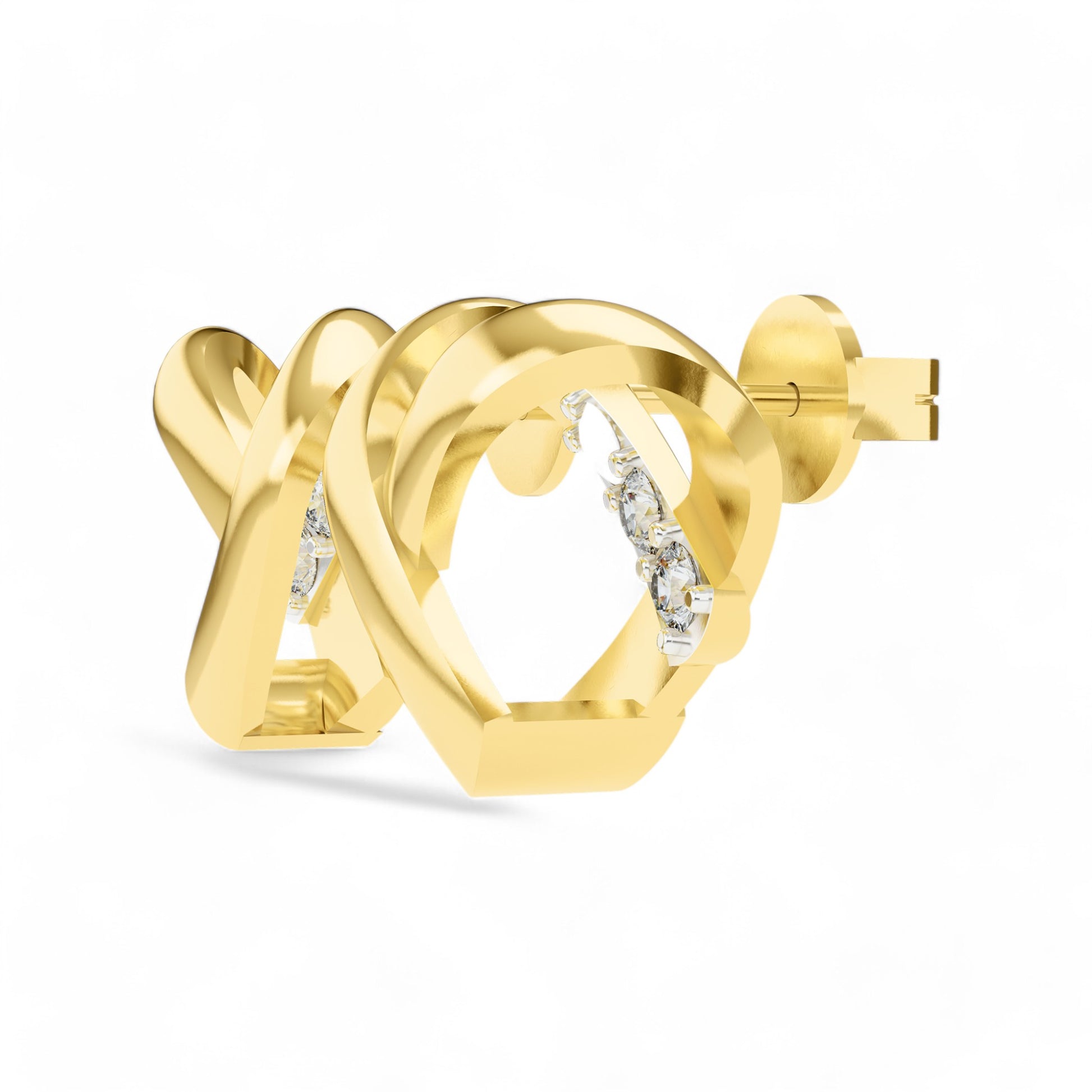 Sweetheart Stud Earrings | Gold Diamond Earrings | Lab Grown Diamond Earrings  Earring