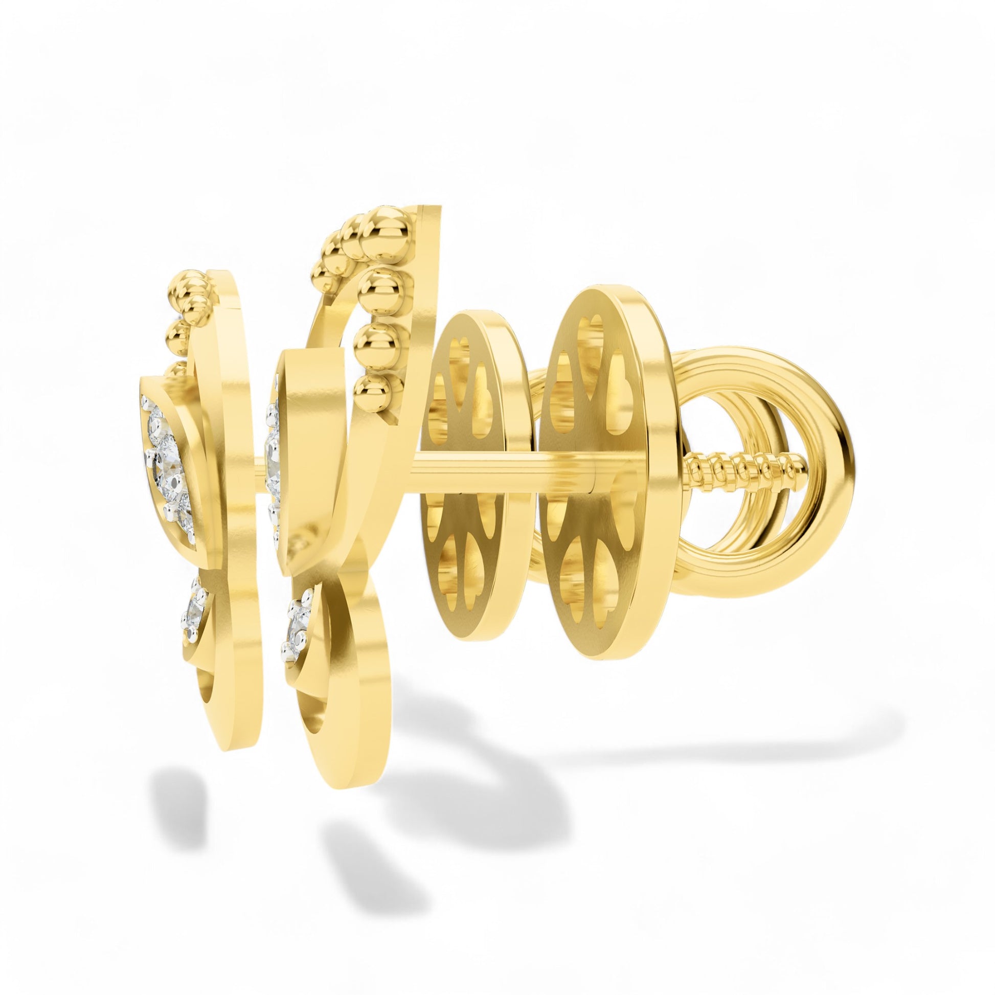 Whispering Wings Studs Earrings | Gold Diamond Earrings | Lab Grown Diamond Earrings  Earring