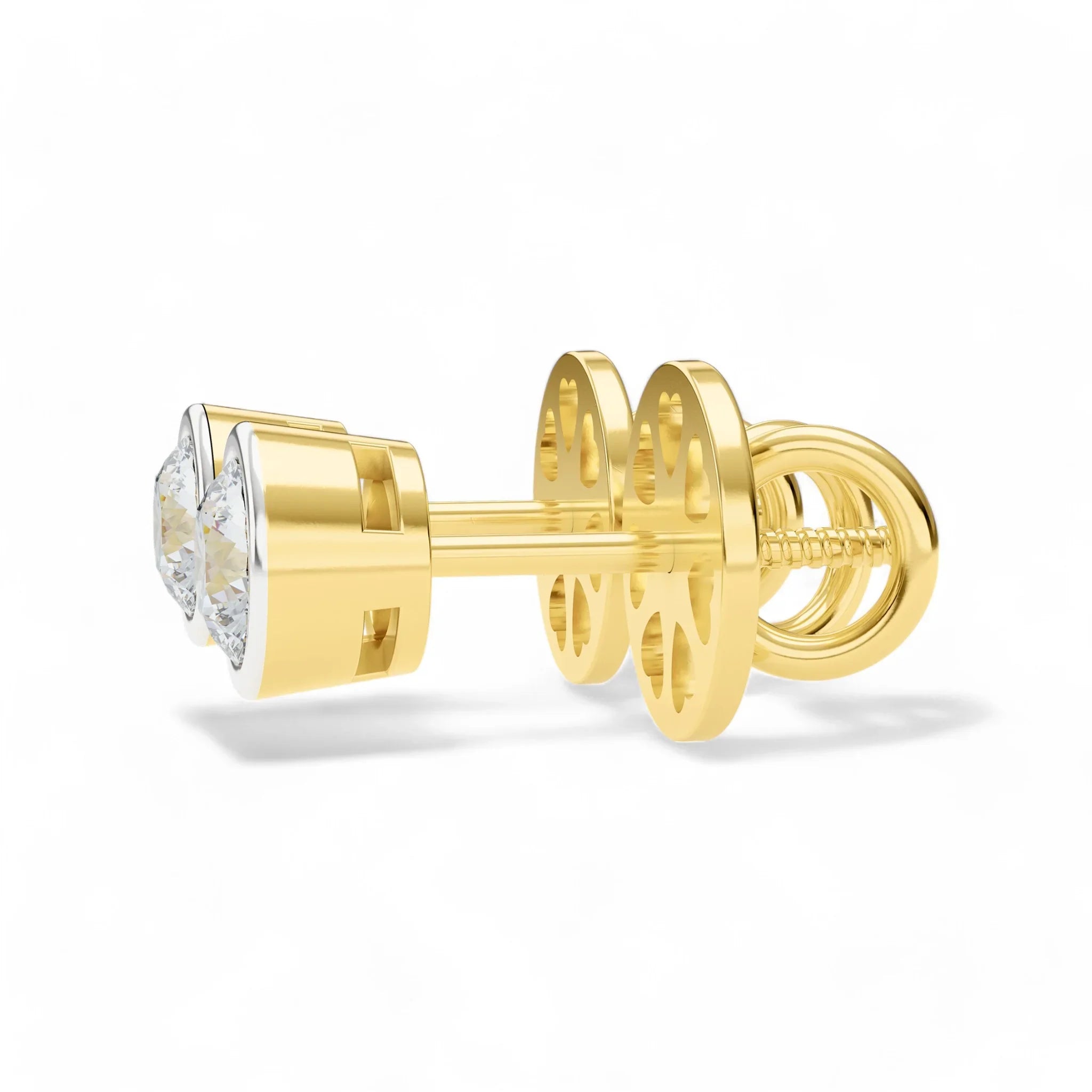 Classic Bezel-Set Round Stud Earrings | 925 Silver 18k Gold Plated Jewellery
