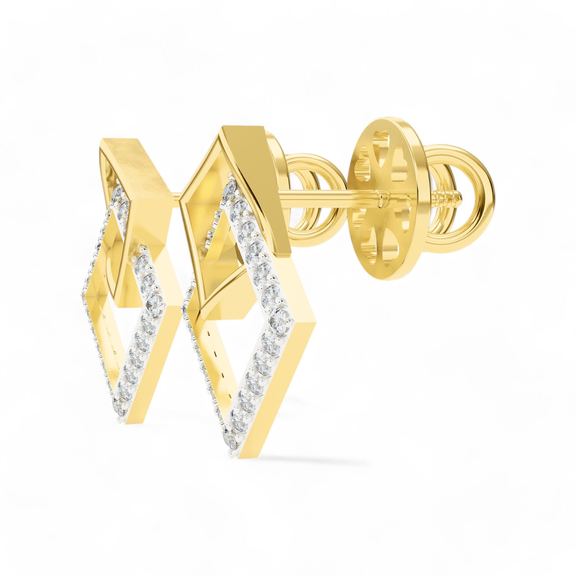 Edgy Elegance Studs | Gold Diamond Earrings | Lab Grown Diamond Earrings  Earring