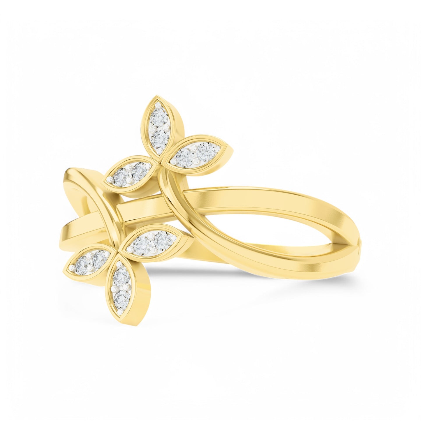 Flora Essence Band Ring | 925 Silver 18k Gold Plated Jewellery | Gold Vermeil Jewellery | Party Wear Ring