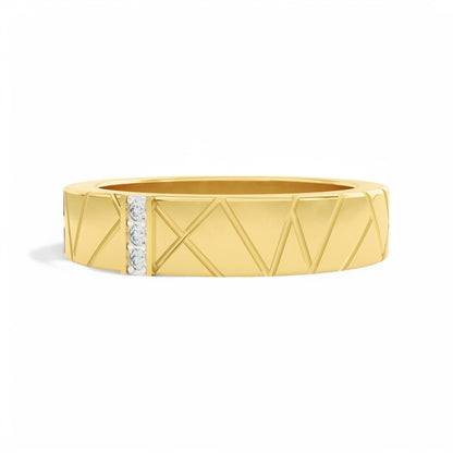 Groove of Nature Studded Ring | 925 Silver 18k Gold Plated Jewellery