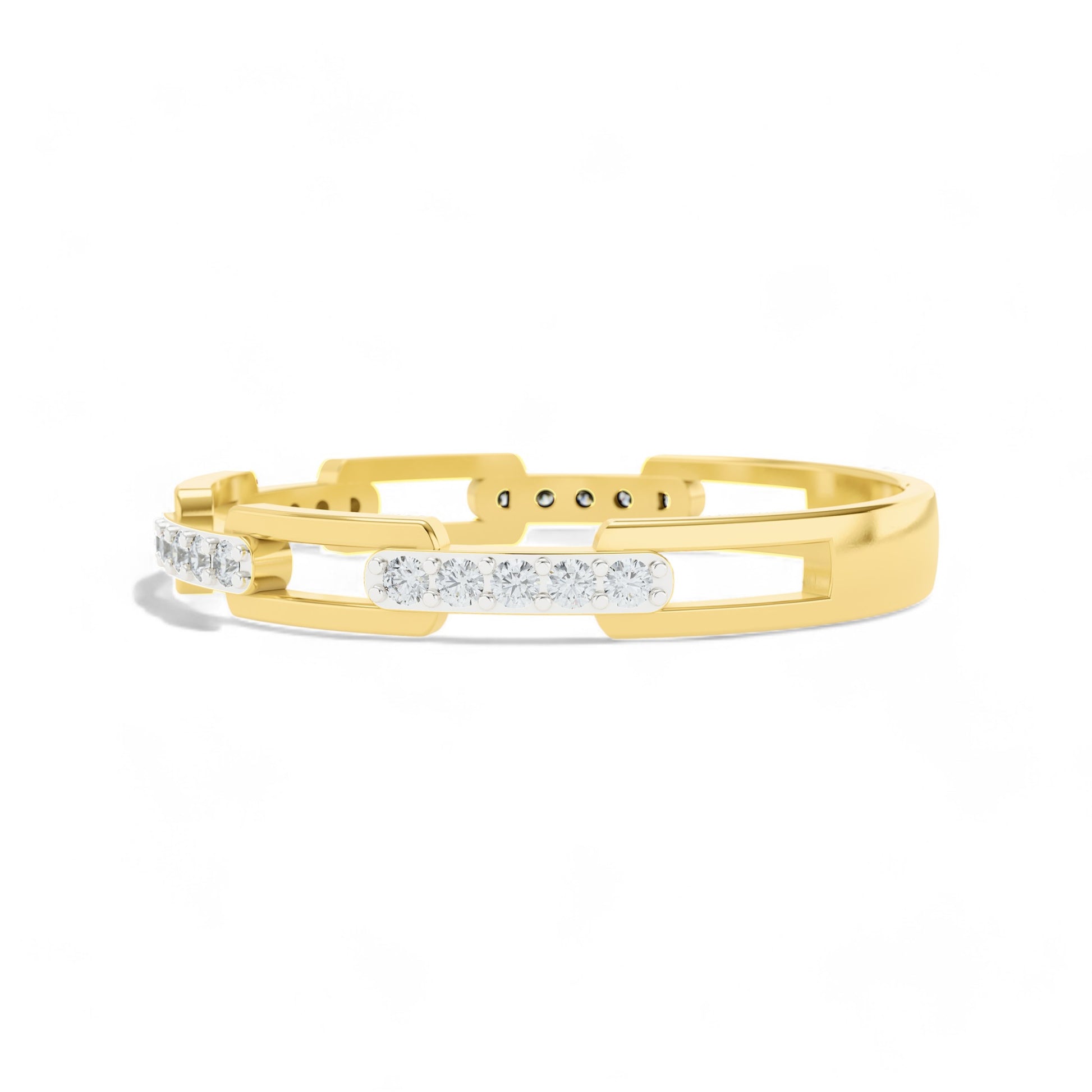 Luxe Chain Bar Diamond Band | Gold Diamond Jewellery | Lab Grown Diamond Jewellery  Ring
