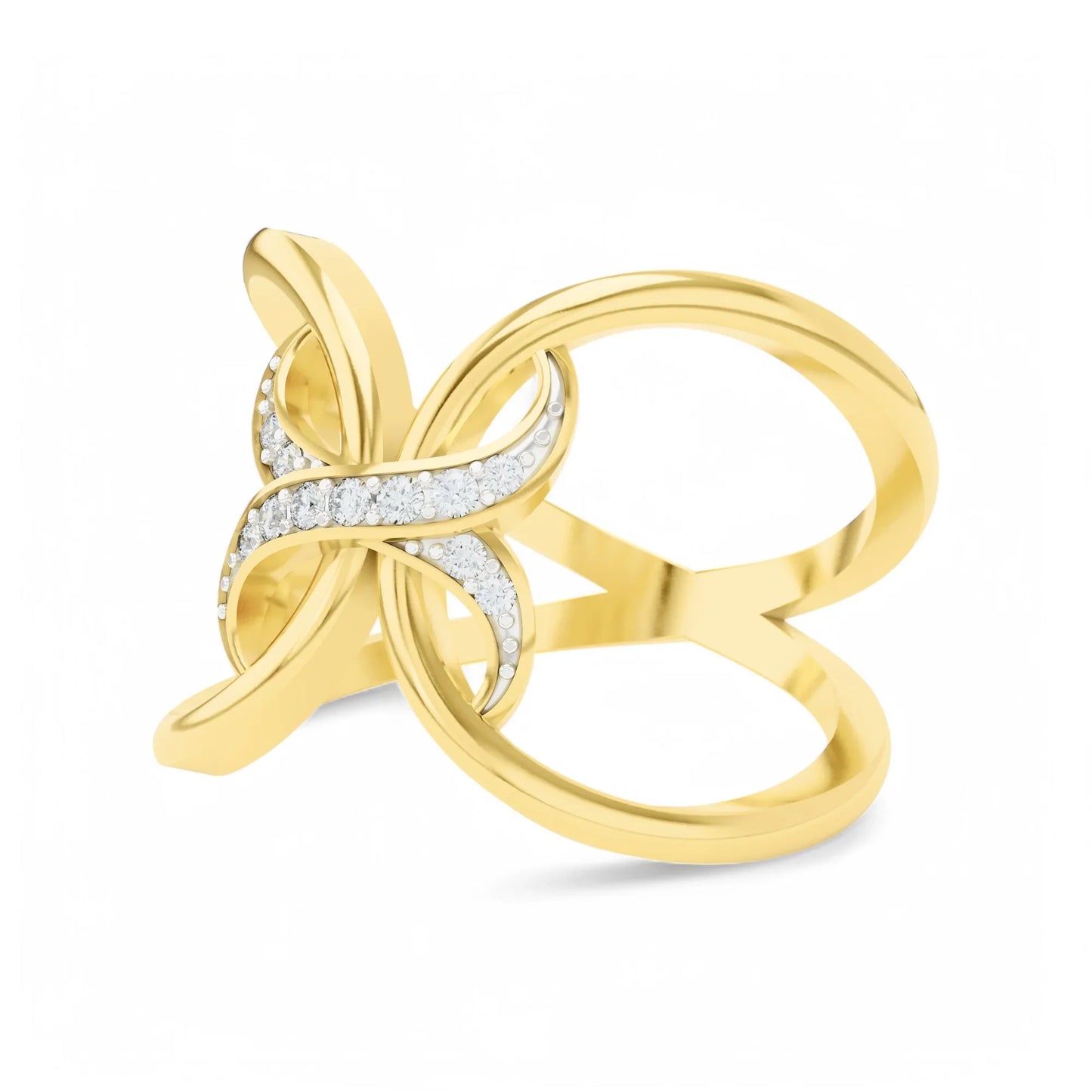Fluttering Bliss Ring | 925 Silver 18k Gold Plated Jewellery