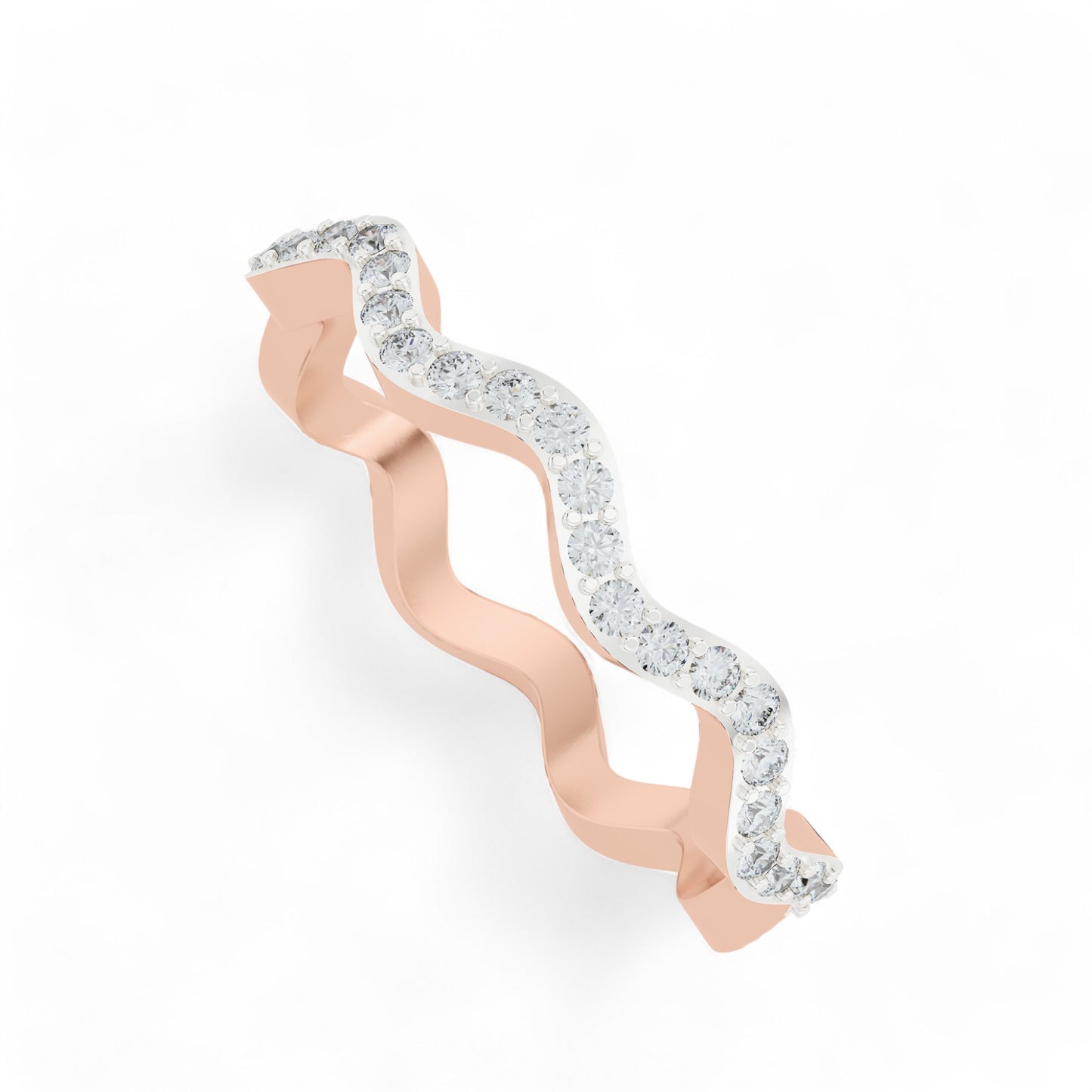 Aurora Wave Gold Ring | Gold Diamond Jewellery | Lab Grown Diamond Jewellery  Ring 18k-Rose-Gold-24