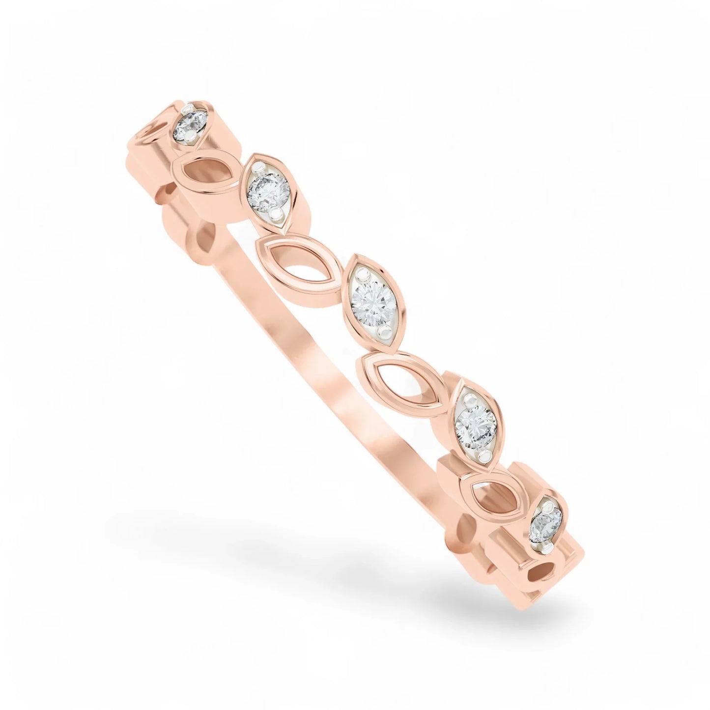 Timeless Leaves Gold Ring | Gold Diamond Jewellery | Lab Grown Diamond Jewellery  Ring 18k-Rose-Gold-24