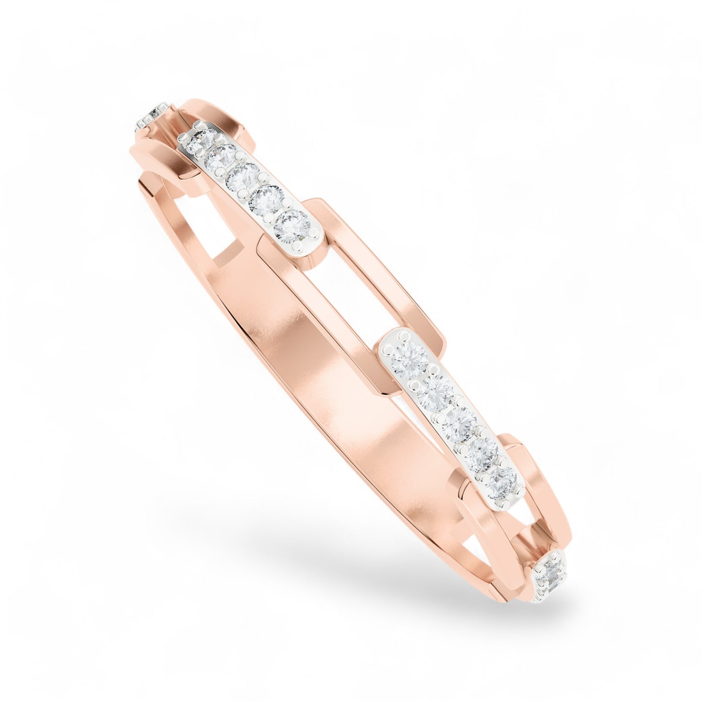 Luxe Chain Bar Diamond Band | Gold Diamond Jewellery | Lab Grown Diamond Jewellery  Ring 18k-Rose-Gold-24