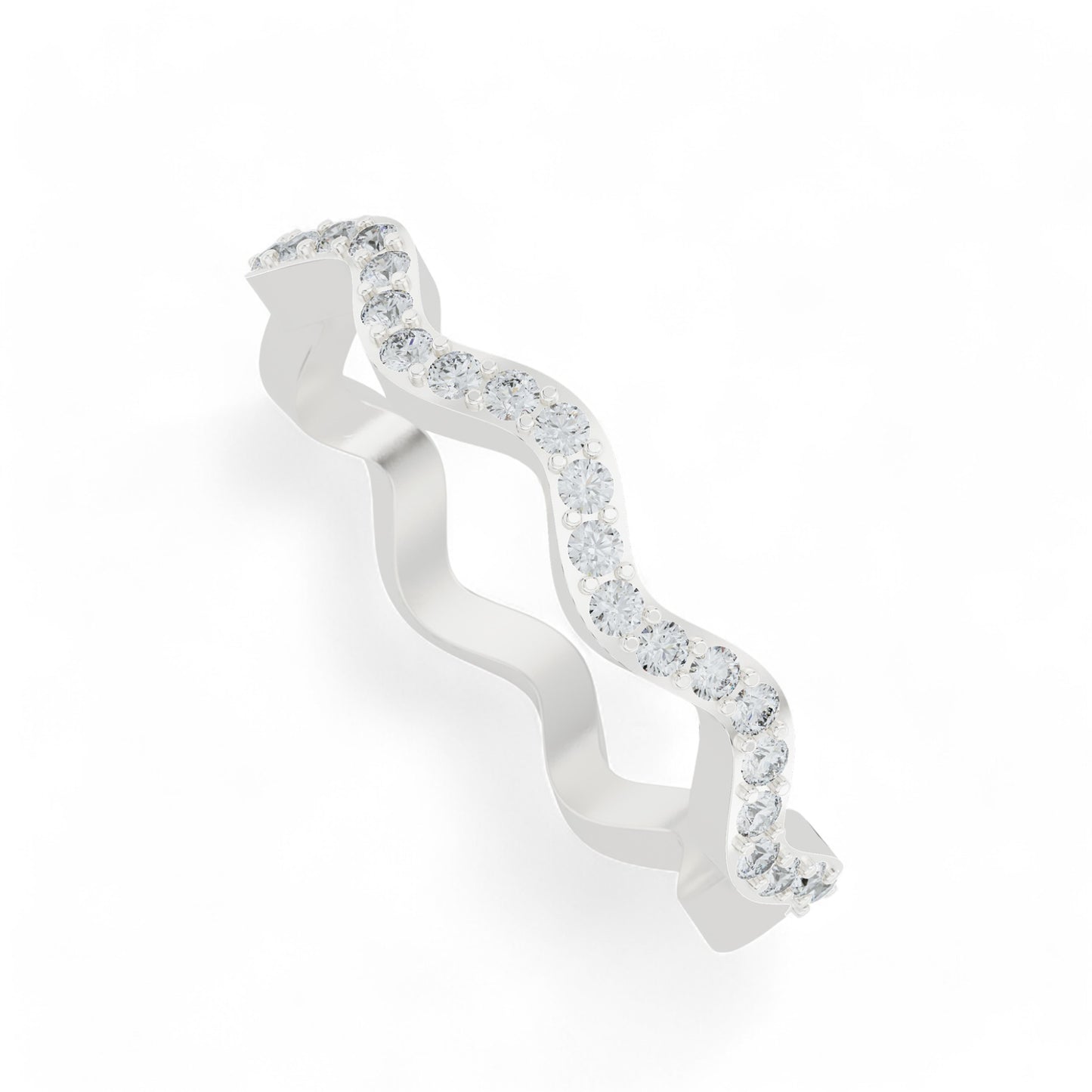 Aurora Wave Gold Ring | Gold Diamond Jewellery | Lab Grown Diamond Jewellery  Ring 18k-White-24