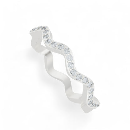 Aurora Wave Gold Ring | Gold Diamond Jewellery | Lab Grown Diamond Jewellery  Ring 18k-White-24