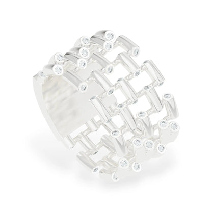 Bamboo Whisper Ring | 925 Silver Gold Plated Ring | Gold Vermeil Jewellery | Party Wear Ring  Ring White-24