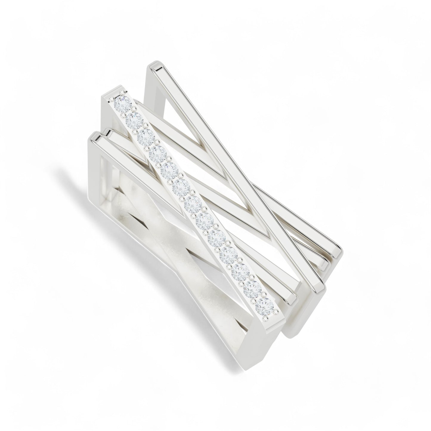 Abstract Geometry Ring | 925 Silver 18k Gold Plated Jewellery | Gold Vermeil Jewellery | Party Wear Ring  Ring White-24