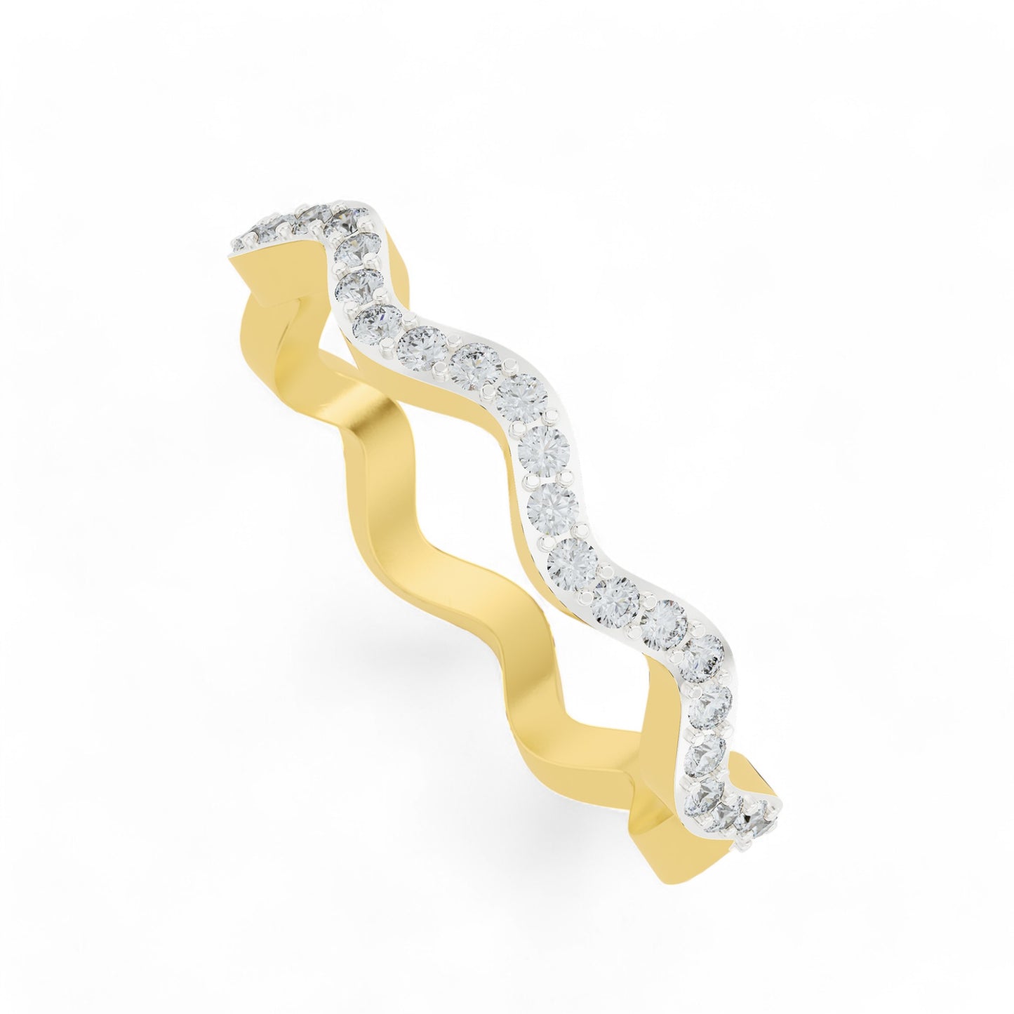 Aurora Wave Gold Ring | Gold Diamond Jewellery | Lab Grown Diamond Jewellery  Ring 18k-Yellow-24