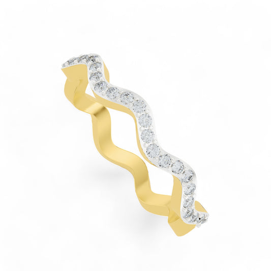 Aurora Wave Gold Ring | Gold Diamond Jewellery | Lab Grown Diamond Jewellery  Ring 18k-Yellow-24