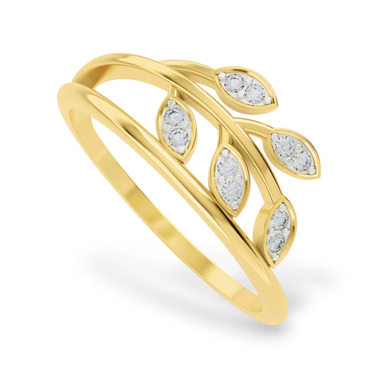 Radiant Leaves Ring | 925 Silver 18k Gold Plated Jewellery | Gold Vermeil | Party Wear Ring  Ring Gold-Vermeil-24