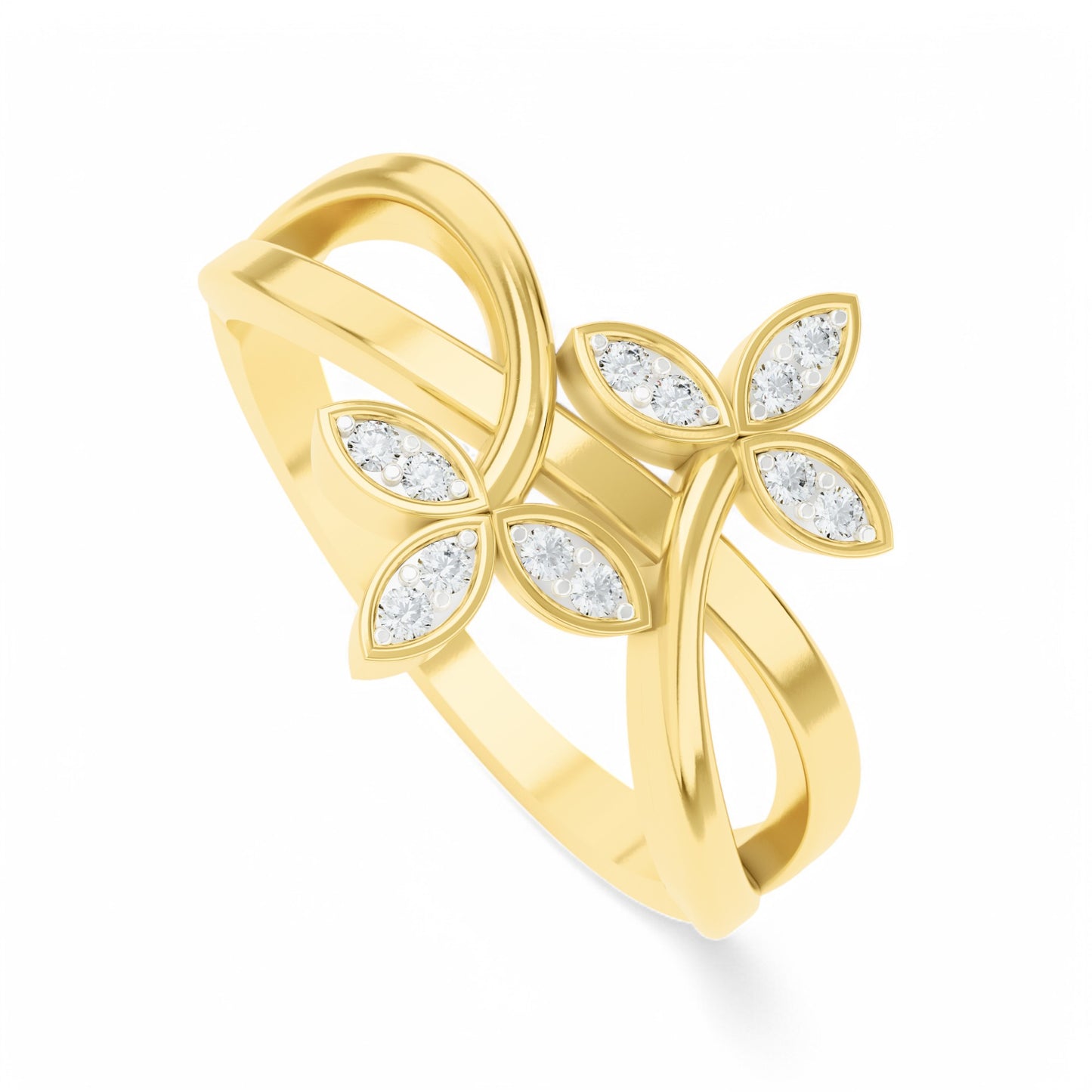 Flora Essence Band Ring | 925 Silver 18k Gold Plated Jewellery | Gold Vermeil Jewellery | Party Wear Ring