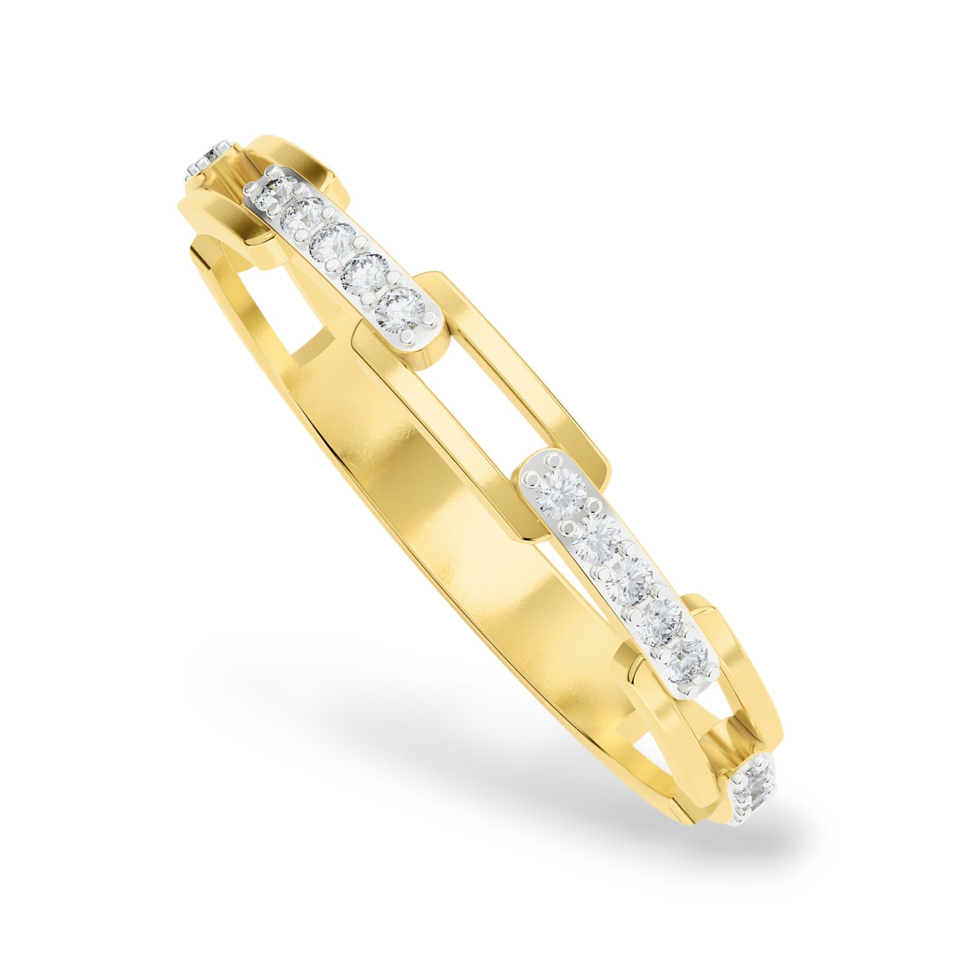 Luxe Chain Bar Diamond Band | Gold Diamond Jewellery | Lab Grown Diamond Jewellery  Ring 18k-Yellow-24