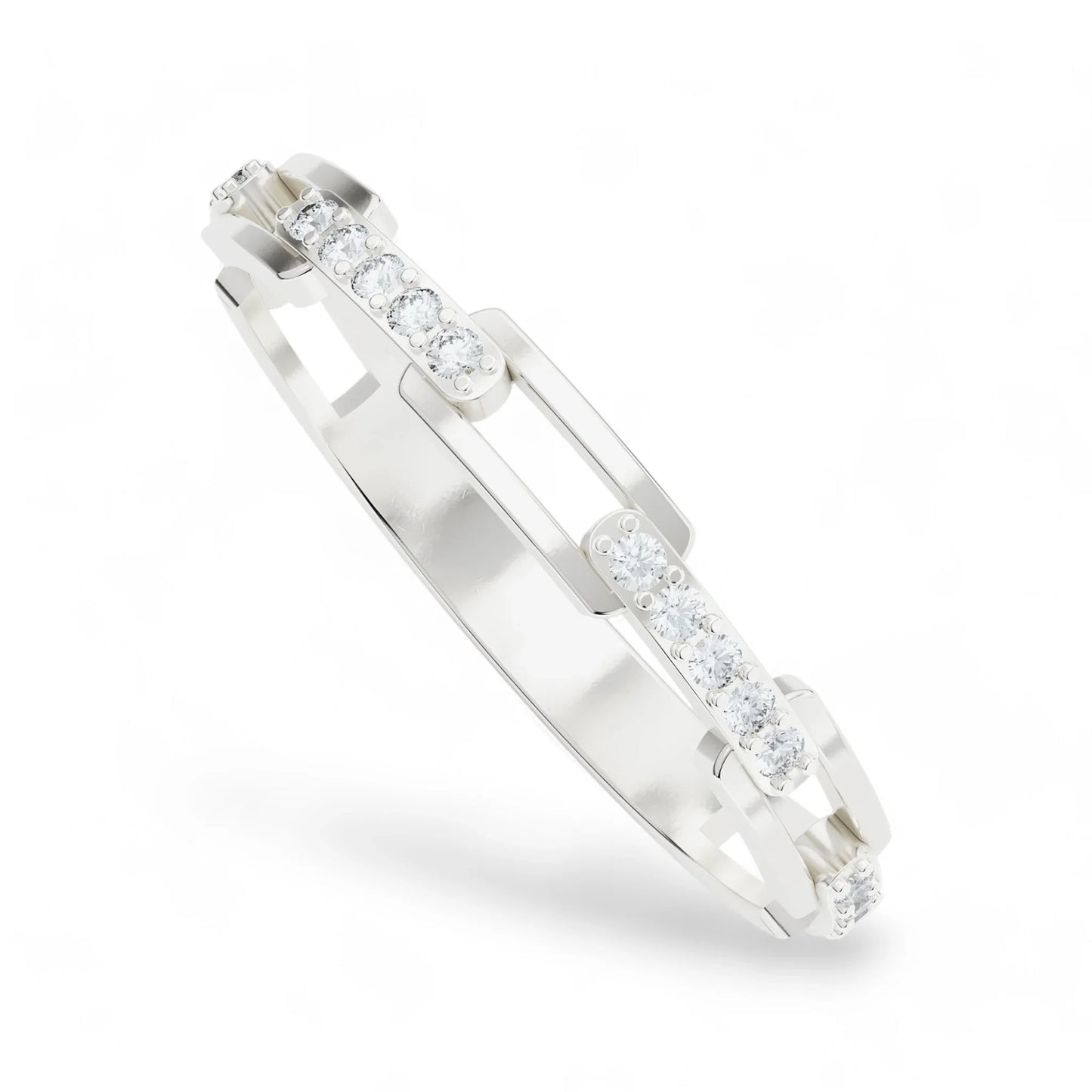 Luxe Chain Bar Diamond Band | 925 Silver 18k Gold Plated Jewellery