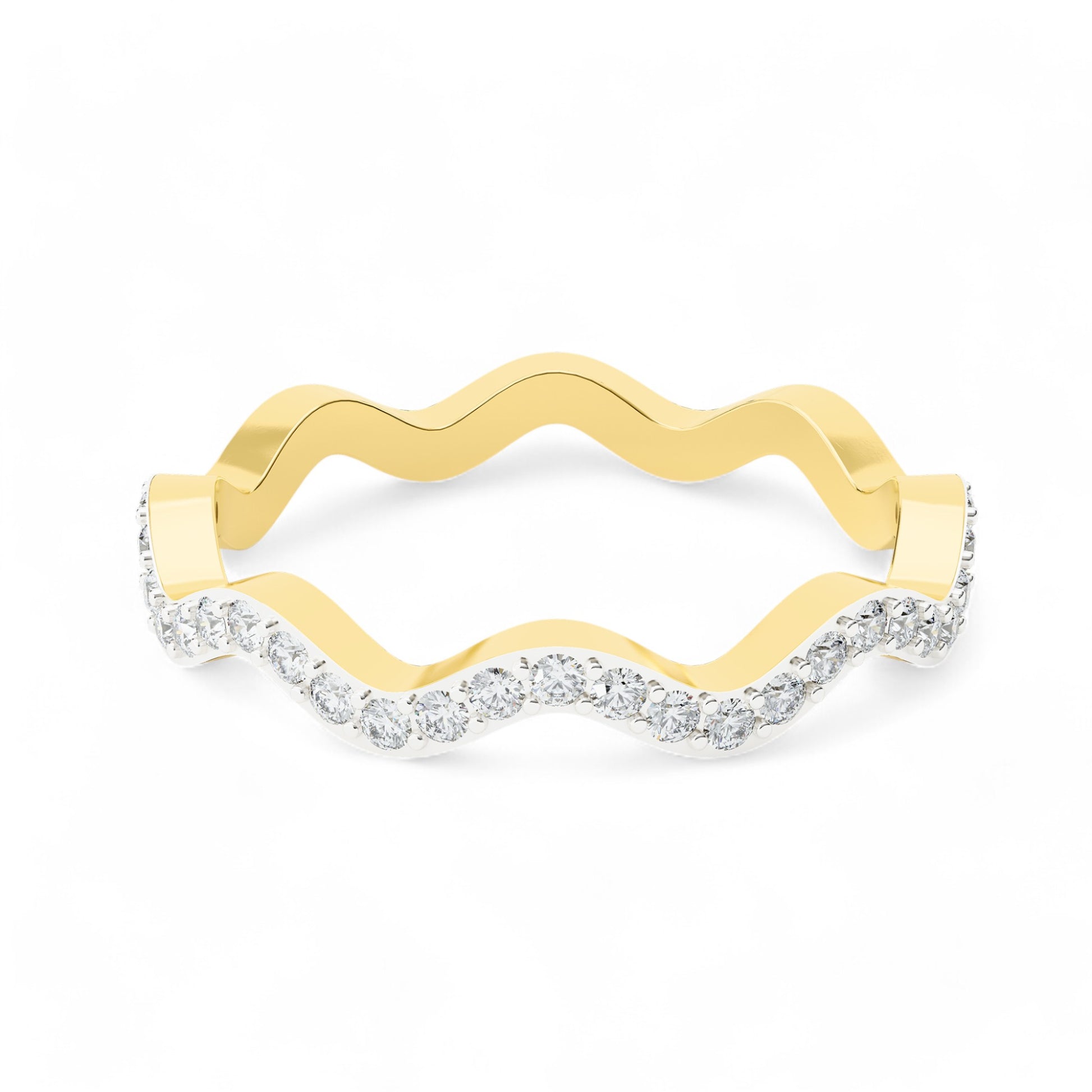 Aurora Wave Gold Ring | Gold Diamond Jewellery | Lab Grown Diamond Jewellery  Ring