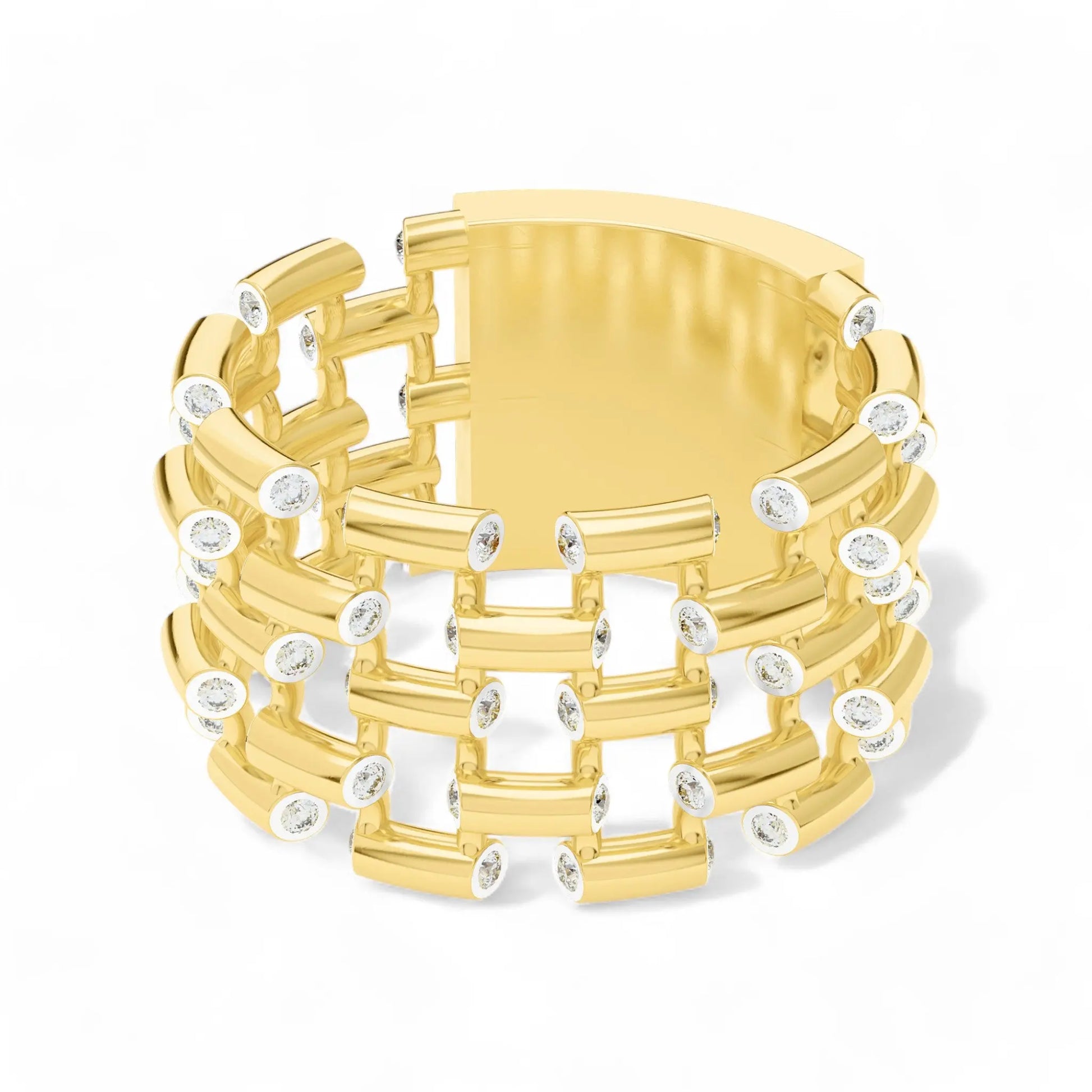 Bamboo Whisper Ring | 925 Silver Gold Plated Ring | Gold Vermeil Jewellery | Party Wear Ring  Ring