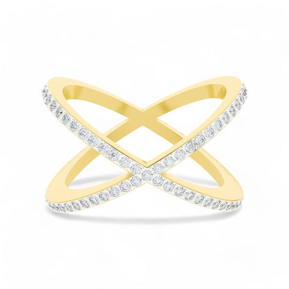 Crossed Paths Ring | 925 Silver 18k Gold Plated Jewellery | Gold Vermeil | Party Wear Ring  Ring
