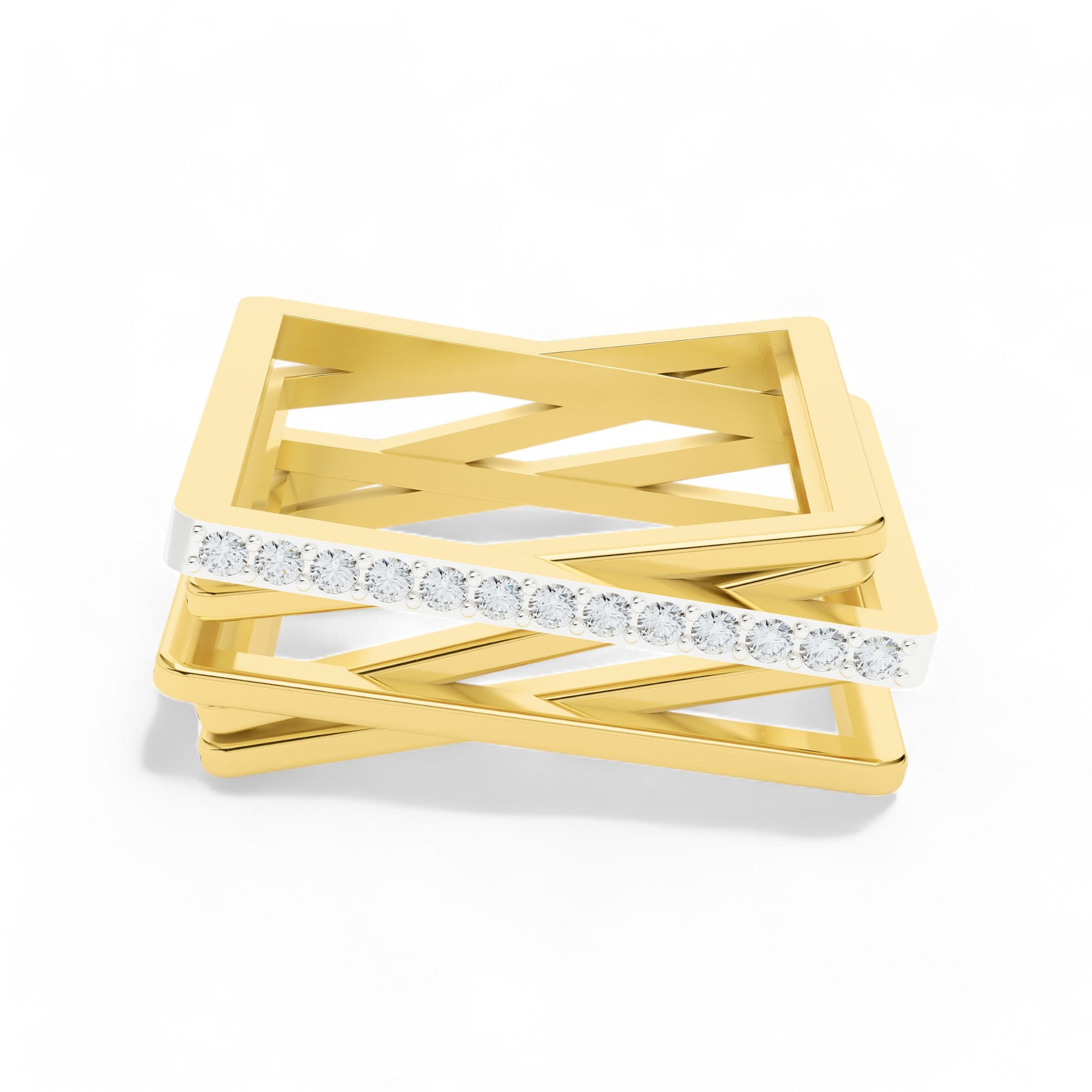 Abstract Geometry Ring | 925 Silver 18k Gold Plated Jewellery | Gold Vermeil Jewellery | Party Wear Ring  Ring