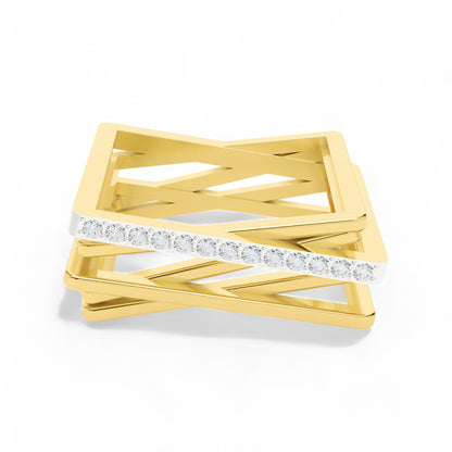 Abstract Geometry Ring | 925 Silver 18k Gold Plated Jewellery | Gold Vermeil Jewellery | Party Wear Ring  Ring